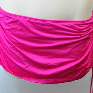 Raspberry Pink Shirred Swim Skirt with Attached Bottoms Pick Size
